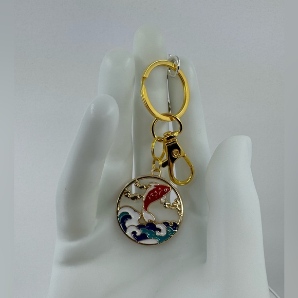 3/$15 Hokusai Koi Fish Charm Keychain - Picture 3 of 7